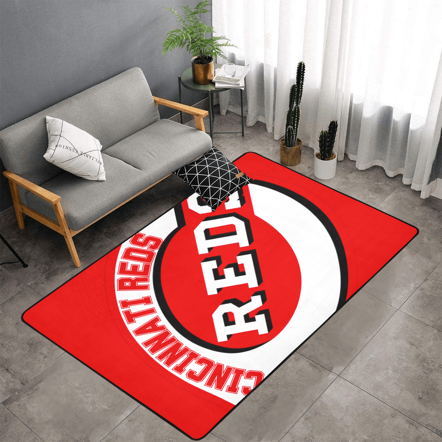 PERSONALISED CINCINNATI REDS TEAM RUG GIFT FOR HIM