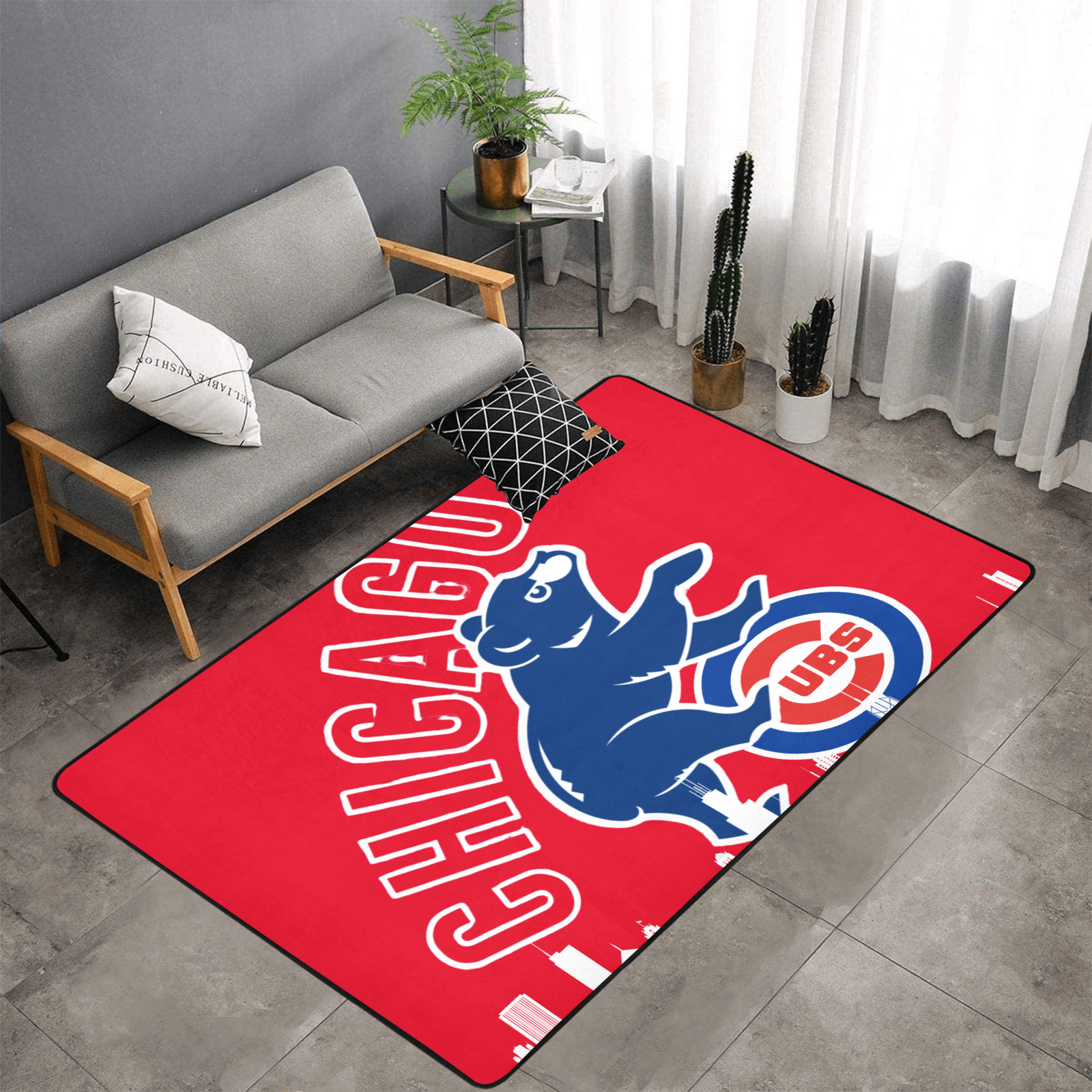 PERSONALISED CHICAGO CUBS TEAM RUG GIFT FOR HIM 