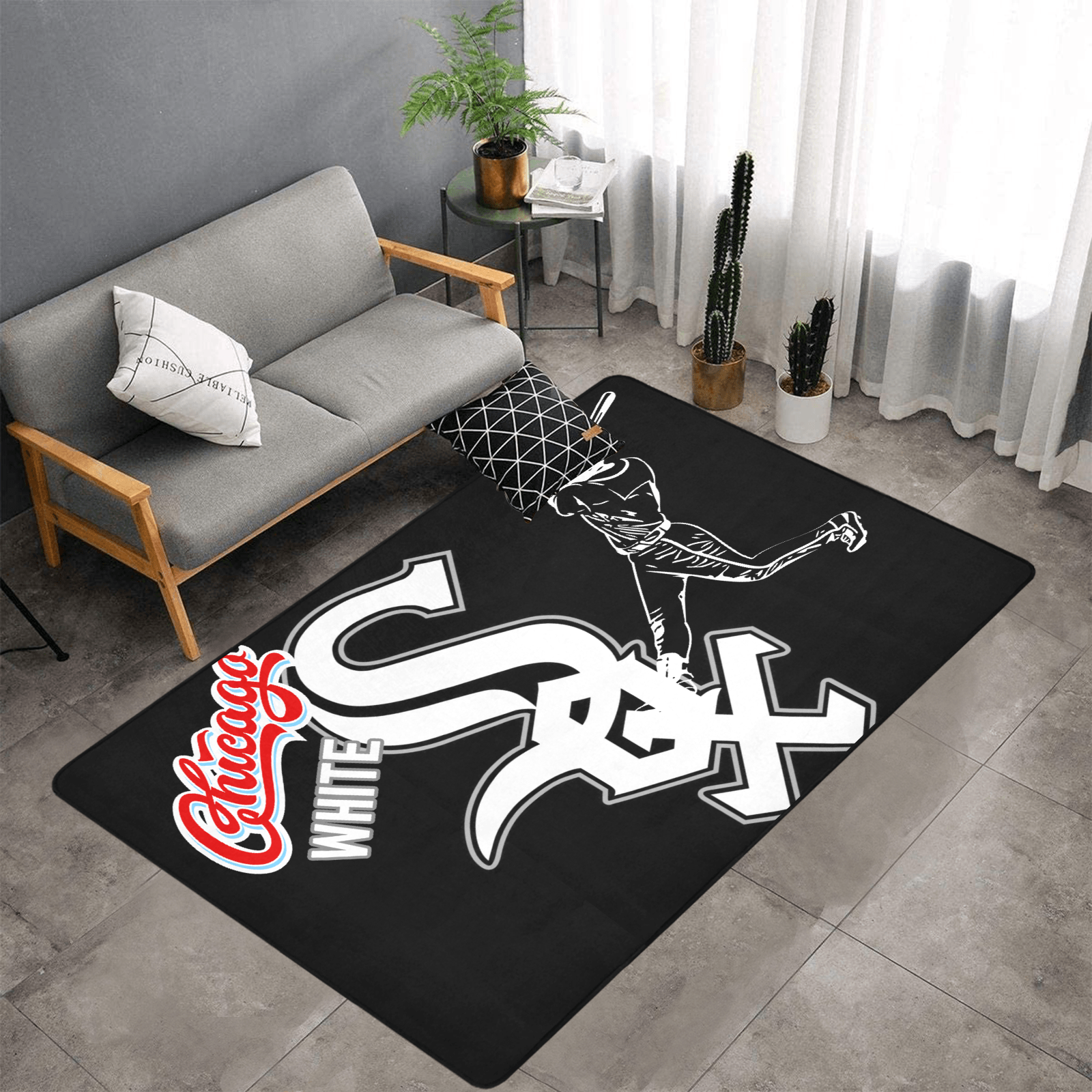 PERSONALISED CHICAGO WHITE SOX TEAM RUG GIFT FOR HIM 