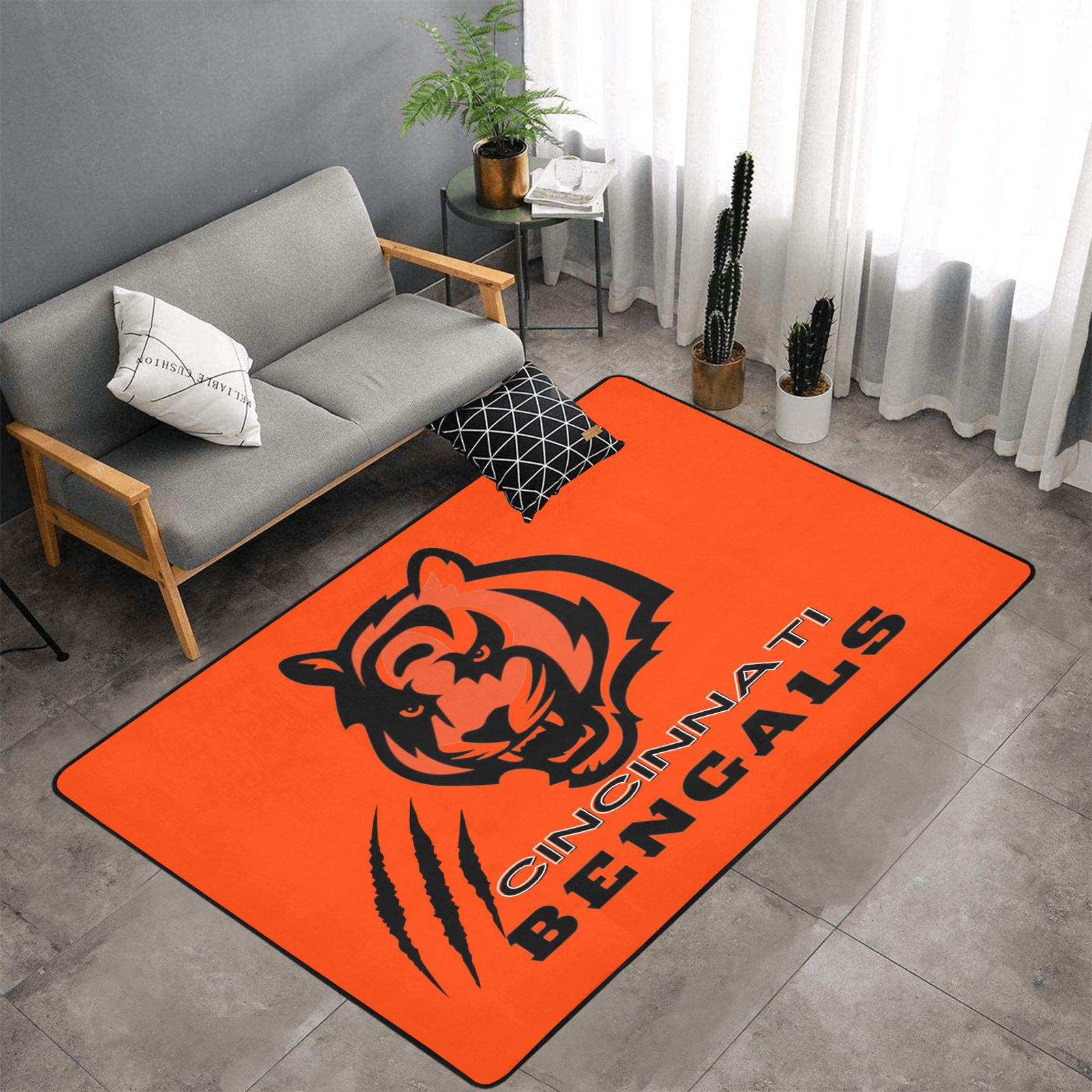 PERSONALISED CINCINNATI BENGALS NFL TEAM RUG GIFT FOR HIM 