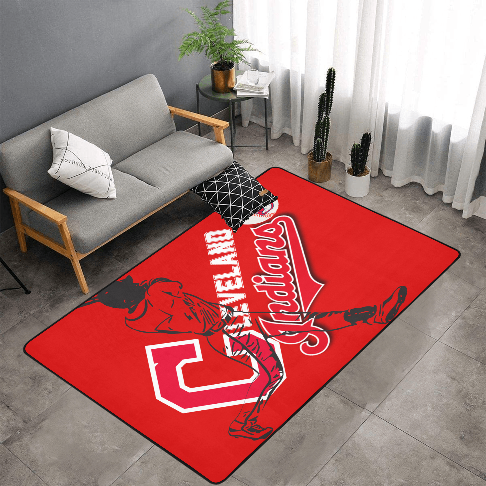 PERSONALISED CLEVELAND INDIANS TEAM RUG GIFT FOR HIM 