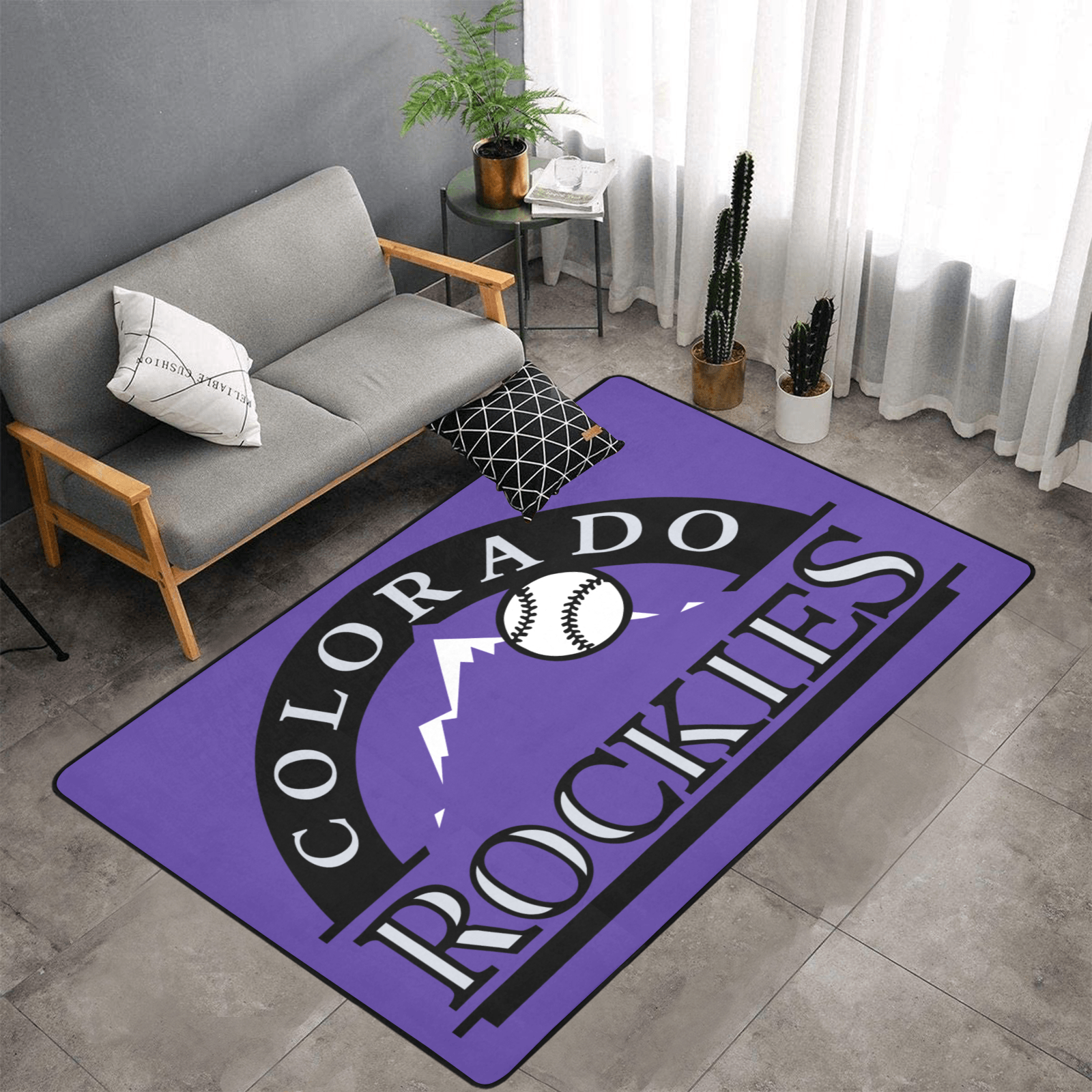 PERSONALISED COLORADO ROCKIES MLB TEAM RUG GIFT FOR HIM 