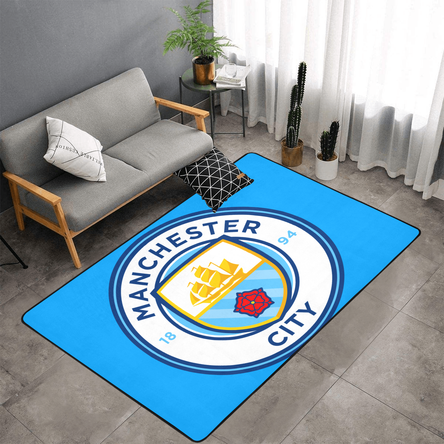 PERSONALISED MANCHESTER CITY FC TEAM RUG GIFT FOR HIM 