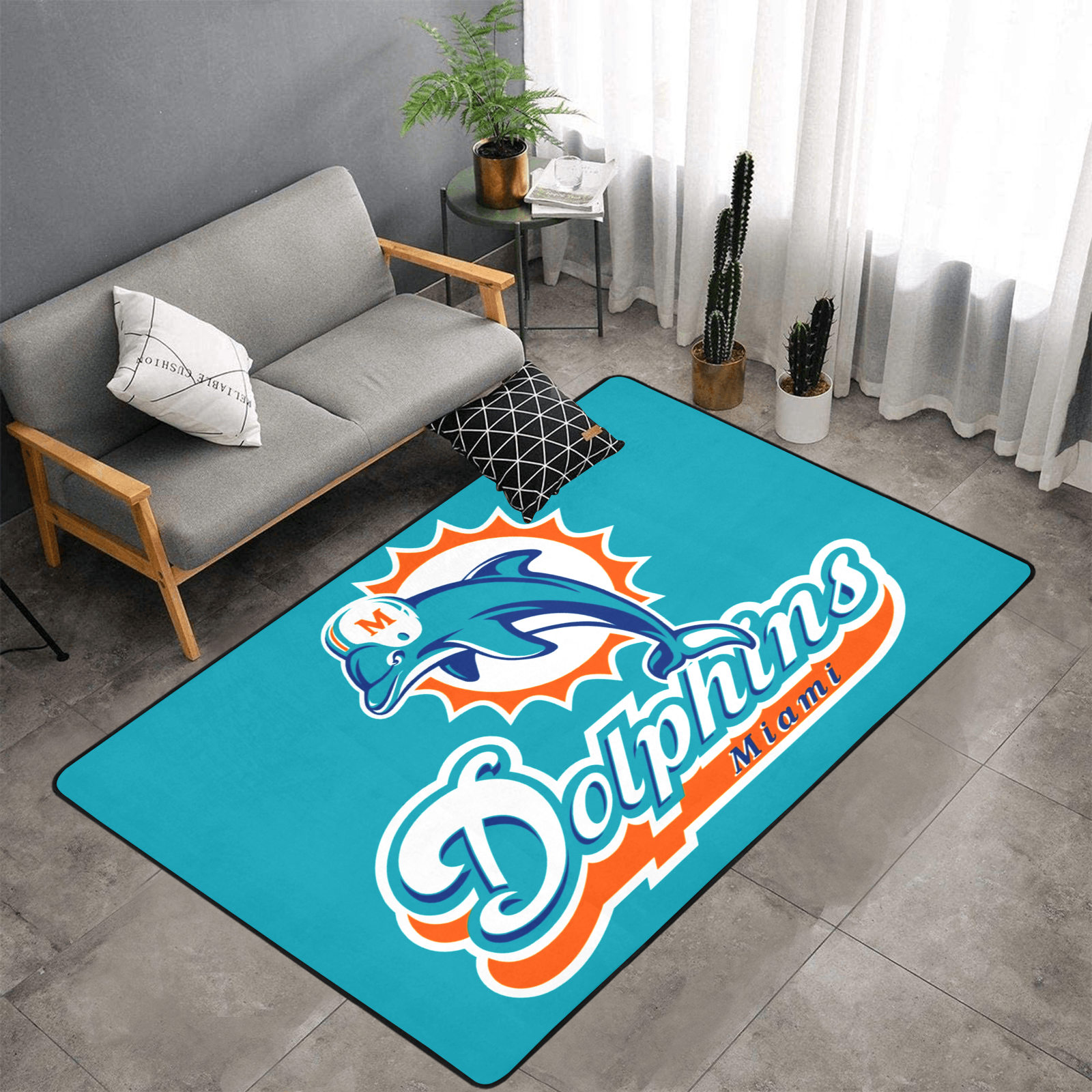 PERSONALISED MIAMI DOLPHINS NFL TEAM RUG GIFT FOR HIM 