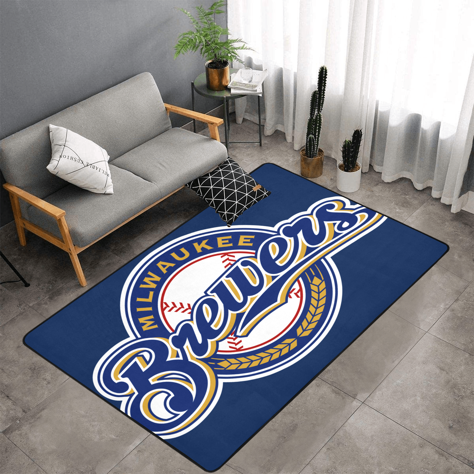 PERSONALISED MILWAUKEE BREWERS MLB TEAM RUG GIFT FOR HIM 